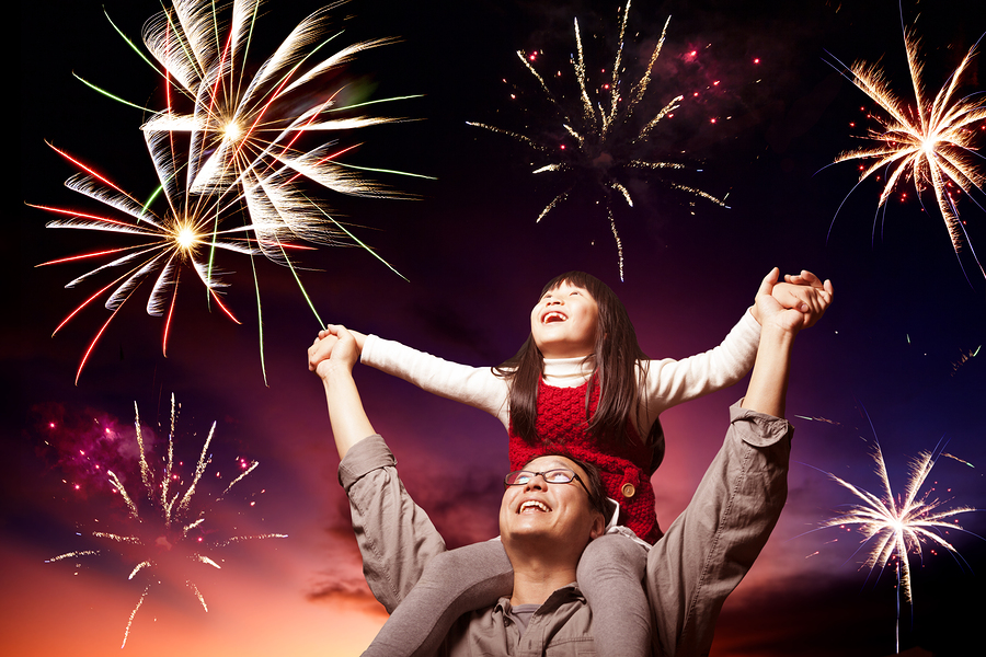 Father And Daughter Looking Firework 41381086 copy